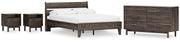 Calverson Full Panel Platform Bed, Dresser and 2 Nightstands in Mocha - PKG017849