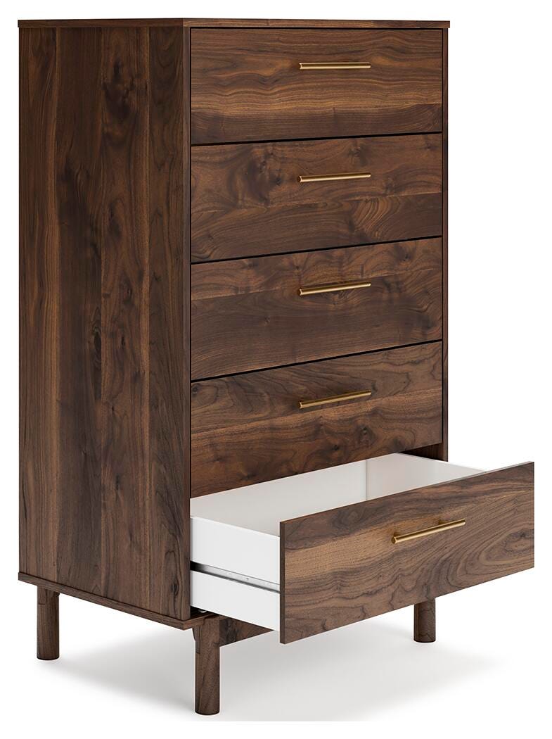 Calverson Full Panel Platform Bed, Dresser and Chest in Mocha - PKG017846
