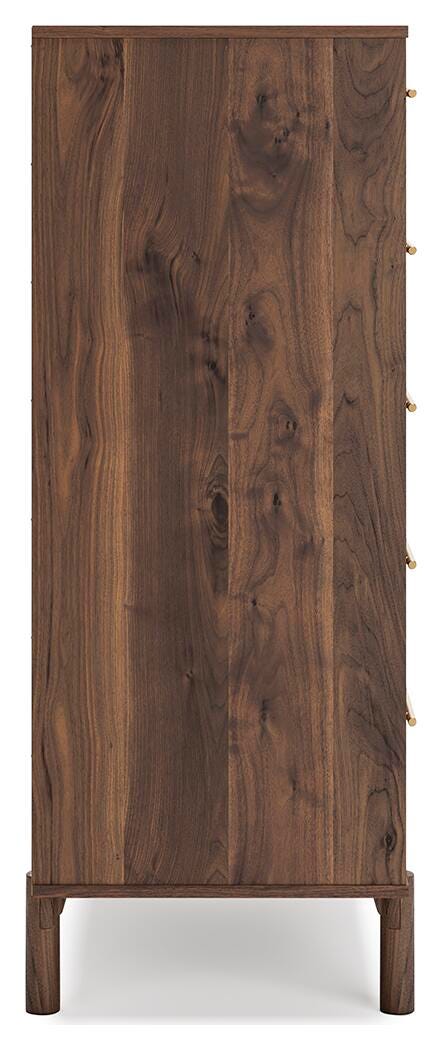Calverson Full Panel Platform Bed, Dresser and Chest in Mocha - PKG017846
