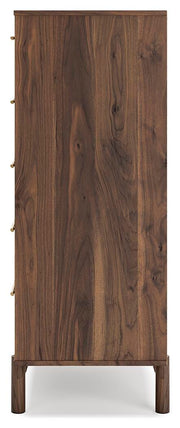 Calverson Full Panel Platform Bed, Dresser and Chest in Mocha - PKG017846