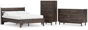 Calverson Full Panel Platform Bed, Dresser and Chest in Mocha - PKG017846