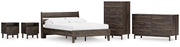 Calverson Full Panel Platform Bed, Dresser, Chest and 2 Nightstands in Mocha - PKG017848