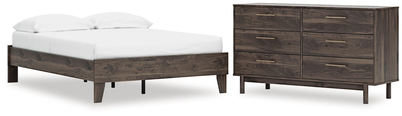 Calverson Full Platform Bed and Dresser in Mocha - PKG017834