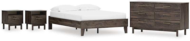 Calverson Full Platform Bed, Dresser and 2 Nightstands in Mocha - PKG017838