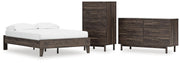 Calverson Full Platform Bed, Dresser and Chest in Mocha - PKG017835