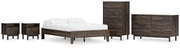 Calverson Full Platform Bed, Dresser, Chest and 2 Nightstands in Mocha - PKG017837