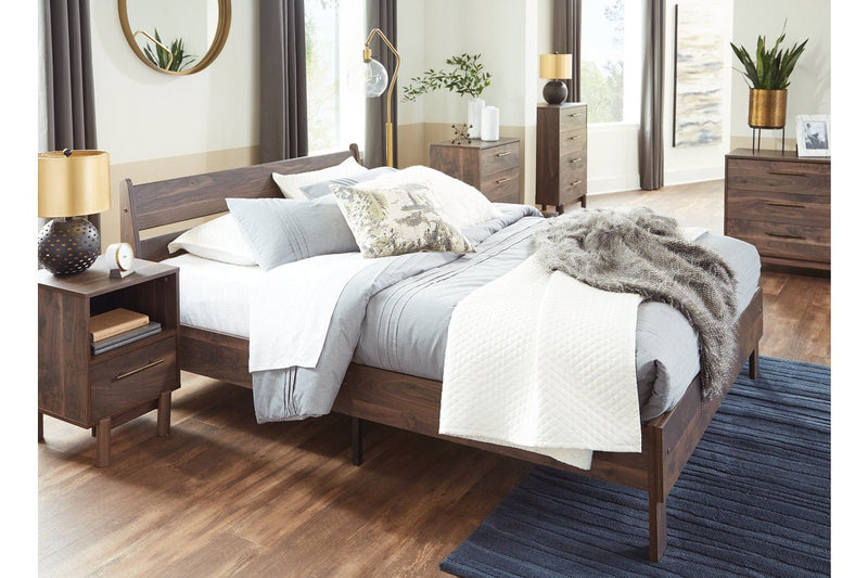 Calverson Mocha Queen Panel Platform Bed - Gate FurnitureQueen Bed