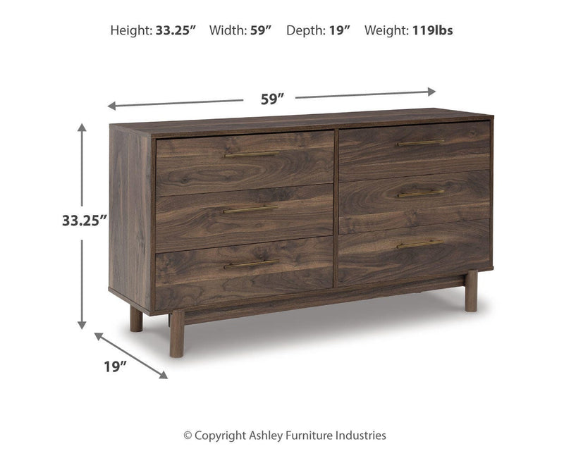 Calverson Queen Panel Headboard and Dresser in Mocha - PKG017857