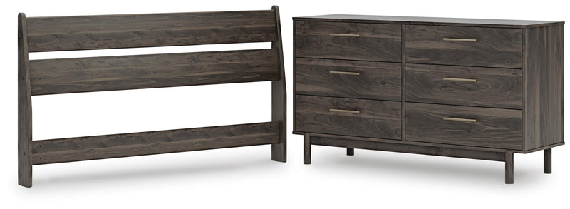 Calverson Queen Panel Headboard and Dresser in Mocha - PKG017857