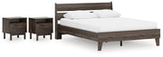 Calverson Queen Panel Platform Bed and 2 Nightstands in Mocha - PKG017867