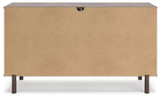 Calverson Queen Panel Platform Bed and Dresser in Mocha - PKG017862