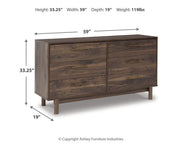 Calverson Queen Panel Platform Bed and Dresser in Mocha - PKG017862
