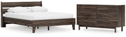Calverson Queen Panel Platform Bed and Dresser in Mocha - PKG017862