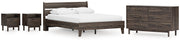 Calverson Queen Panel Platform Bed, Dresser and 2 Nightstands in Mocha - PKG017866