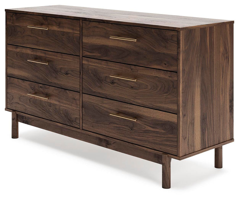 Calverson Queen Panel Platform Bed, Dresser and Chest in Mocha - PKG017863
