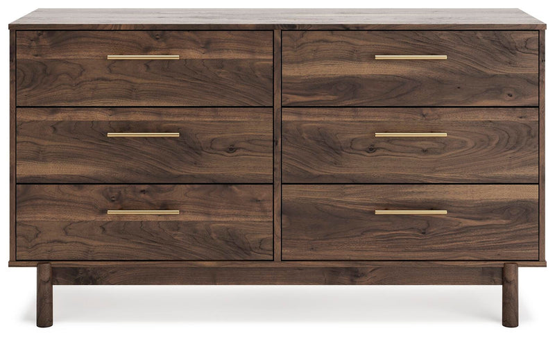 Calverson Queen Panel Platform Bed, Dresser and Chest in Mocha - PKG017863