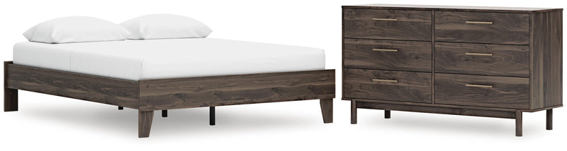 Calverson Queen Platform Bed and Dresser in Mocha - PKG017851