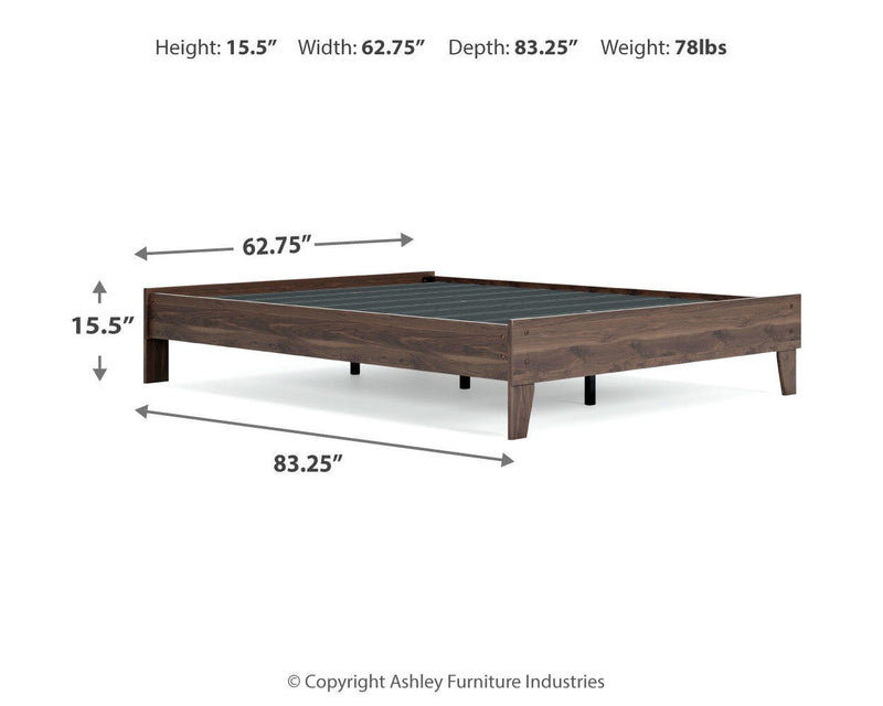 Calverson Queen Platform Bed, Dresser and Chest in Mocha - PKG017852