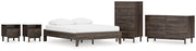 Calverson Queen Platform Bed, Dresser, Chest and 2 Nightstands in Mocha - PKG017854
