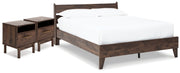 Calverson Queen Platform Bed with 2 Nightstands in Mocha - Gate FurnitureBedroom Set