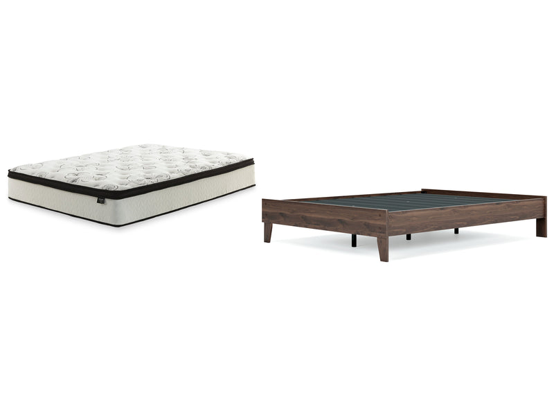 Calverson Queen Platform Bed with Mattress in Mocha - PKG018341