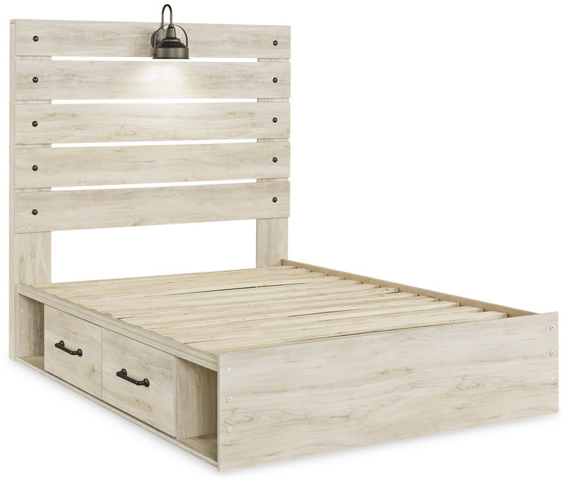 Cambeck Full Panel Bed with 2 Storage Drawers with Dresser in Whitewash - PKG002985
