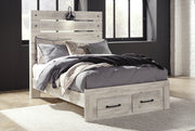 Cambeck Full Panel Bed with 2 Storage Drawers with Dresser in Whitewash - PKG003049