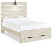 Cambeck Full Panel Bed with 2 Storage Drawers with Dresser in Whitewash - PKG003049