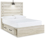 Cambeck Full Panel Bed with 4 Storage Drawers with Dresser in Whitewash - PKG003055
