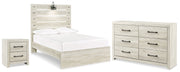 Cambeck Full Panel Bed with Dresser and Nightstand in Whitewash - PKG019212