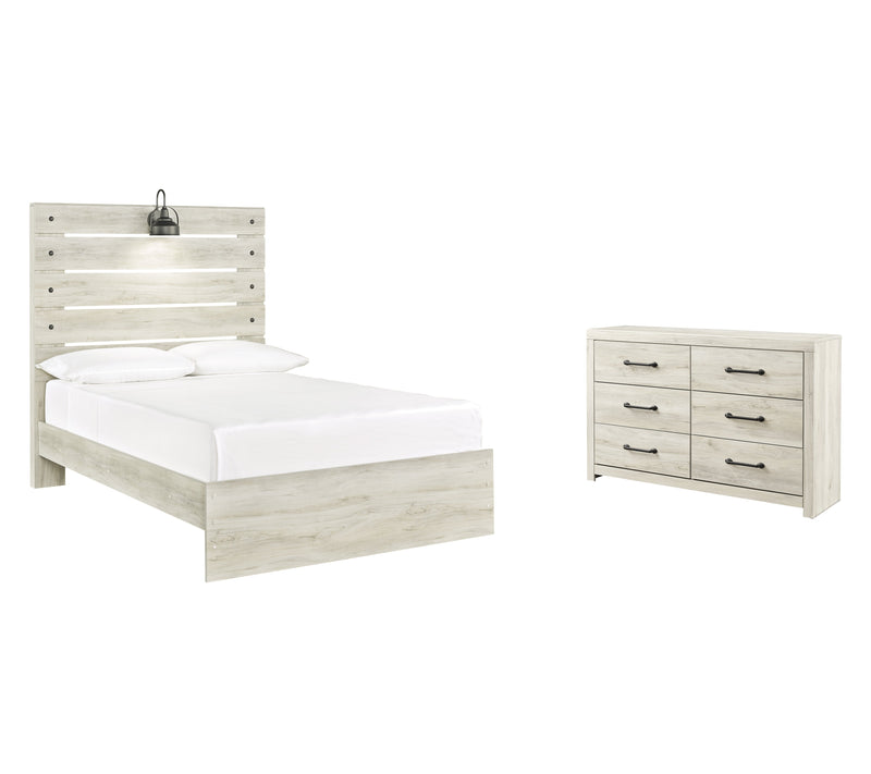 Cambeck Full Panel Bed with Dresser in Whitewash - PKG003037