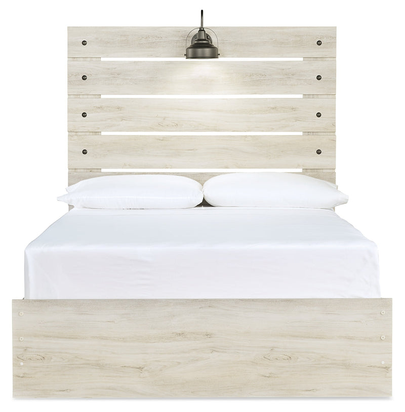 Cambeck Full Panel Bed with Mirrored Dresser and Nightstand in Whitewash - PKG019209