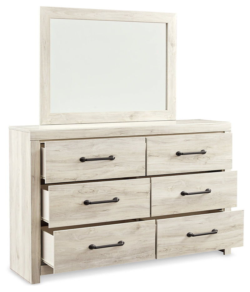 Cambeck Full Panel Bed with Mirrored Dresser and Nightstand in Whitewash - PKG019209