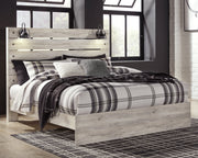 Cambeck Full Panel Bed with Mirrored Dresser in Whitewash - PKG003038