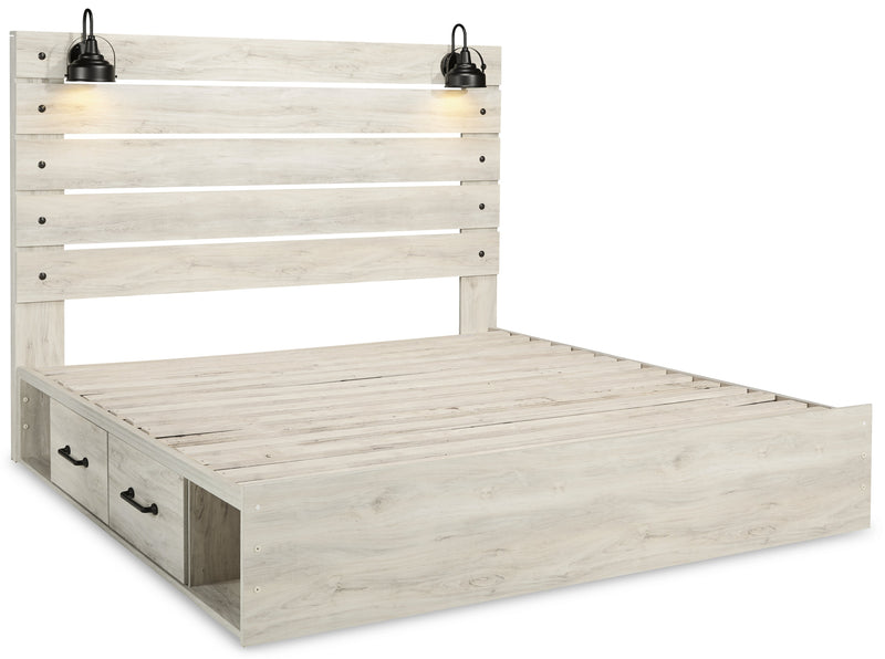 Cambeck King Panel Bed with 2 Storage Drawers with Dresser in Whitewash - PKG002999