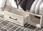 Cambeck King Panel Bed with 2 Storage Drawers with Mirrored Dresser in Whitewash - PKG003000