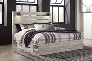 Cambeck King Panel Bed with 4 Storage Drawers with Dresser in Whitewash - PKG003025