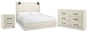 Cambeck King Panel Bed with Dresser and Nightstand in Whitewash - PKG019213
