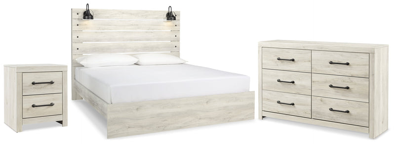 Cambeck King Panel Bed with Dresser and Nightstand in Whitewash - PKG019213