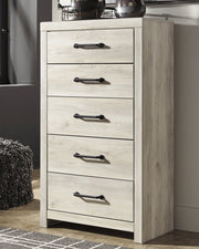 Cambeck King Panel Bed with Mirrored Dresser and Chest in Whitewash - PKG003034