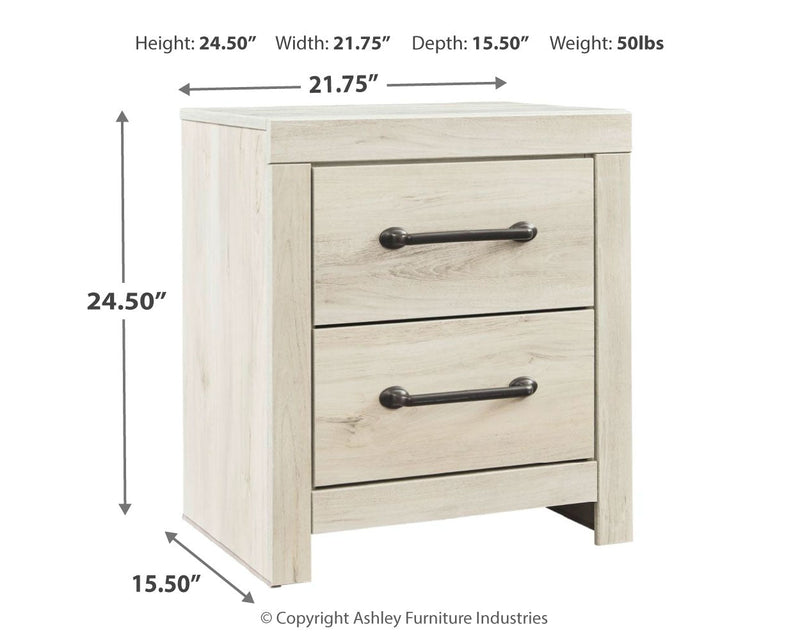 Cambeck King Panel Bed with Mirrored Dresser and Nightstand in Whitewash - PKG014109