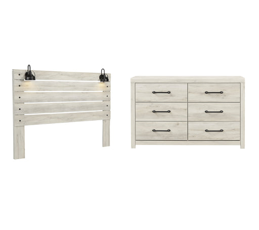 Cambeck King Panel Headboard Bed with Dresser in Whitewash - PKG002966