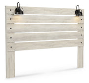 Cambeck King Panel Headboard Bed with Mirrored Dresser in Whitewash - PKG002967