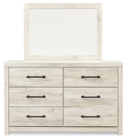 Cambeck King Panel Headboard Bed with Mirrored Dresser in Whitewash - PKG002967