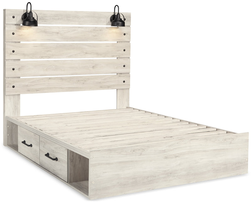 Cambeck Queen Panel Bed with 2 Storage Drawers with Dresser in Whitewash - PKG002993