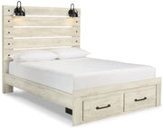 Cambeck Queen Panel Bed with 2 Storage Drawers with Dresser in Whitewash - PKG003092
