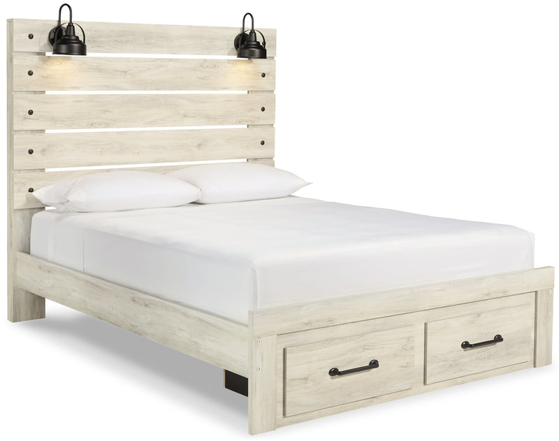 Cambeck Queen Panel Bed with 2 Storage Drawers with Dresser in Whitewash - PKG003092