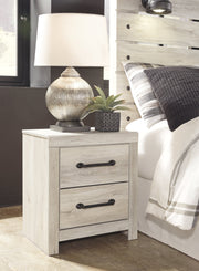Cambeck Queen Panel Bed with 4 Storage Drawers with Mirrored Dresser, Chest and 2 Nightstands in Whitewash - PKG003023