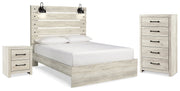 Cambeck Queen Panel Bed with Chest and Nightstand in Whitewash from Ashley - Luna Furniture