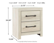 Cambeck Queen Panel Bed with Mirrored Dresser and Nightstand in Whitewash - PKG014117